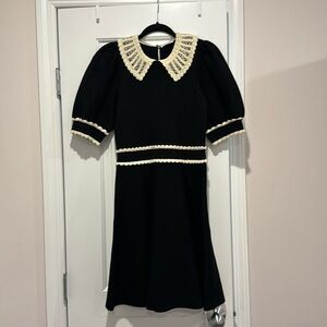 Sandro Lace Collar Knit Dress Fit Short Sleeve Mini A-line Dress for Women